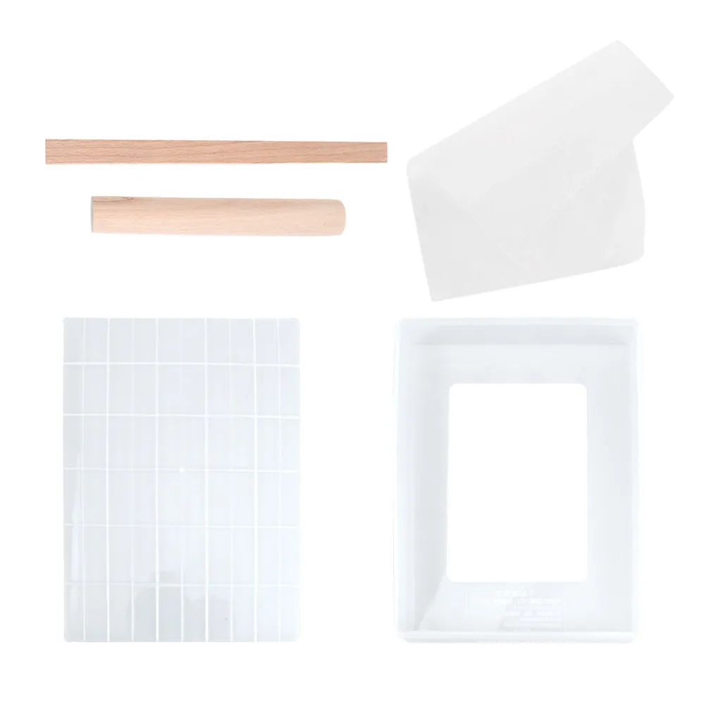 5Pcs DIY Nougat Tools Kit Baking Pastry Set with Mold Box Nonstick Mat Rolling Cutting Stick for Chocolate Candy Cookies Sachima