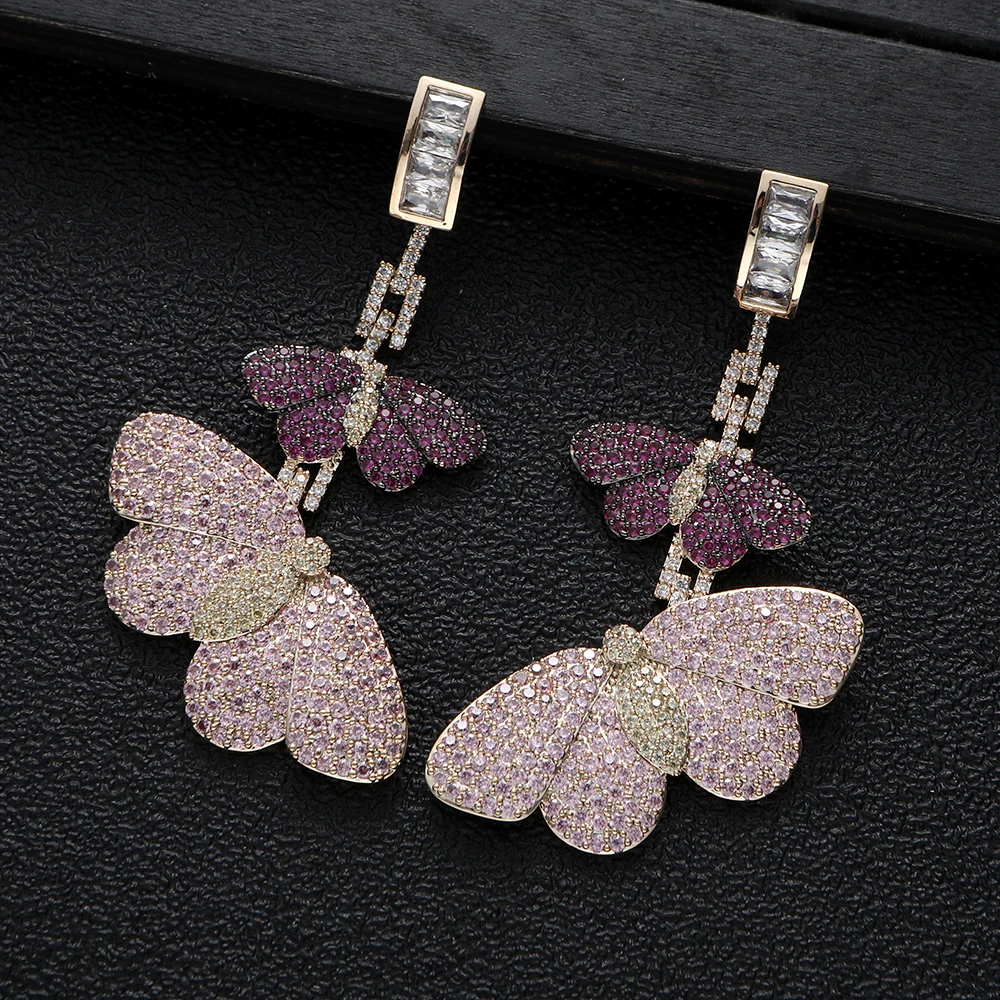 

Vintage Luxury Enamel Butterfly Dangle Earrings For Women Wedding Bridal Earrings Boucle d'oreille Femme A18317