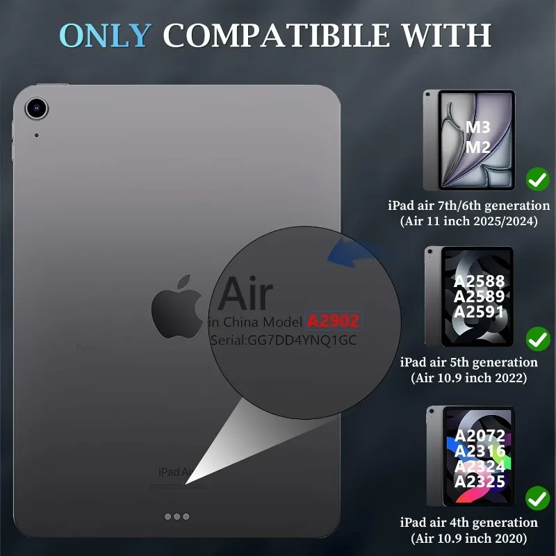 Heavy Duty Shockproof Case for iPad Air 11-inch M3/M2(2025/2024) Air 5/4th 10.9-inch(2022/2020)Kids Friendly Cover Mini 6 7 Case