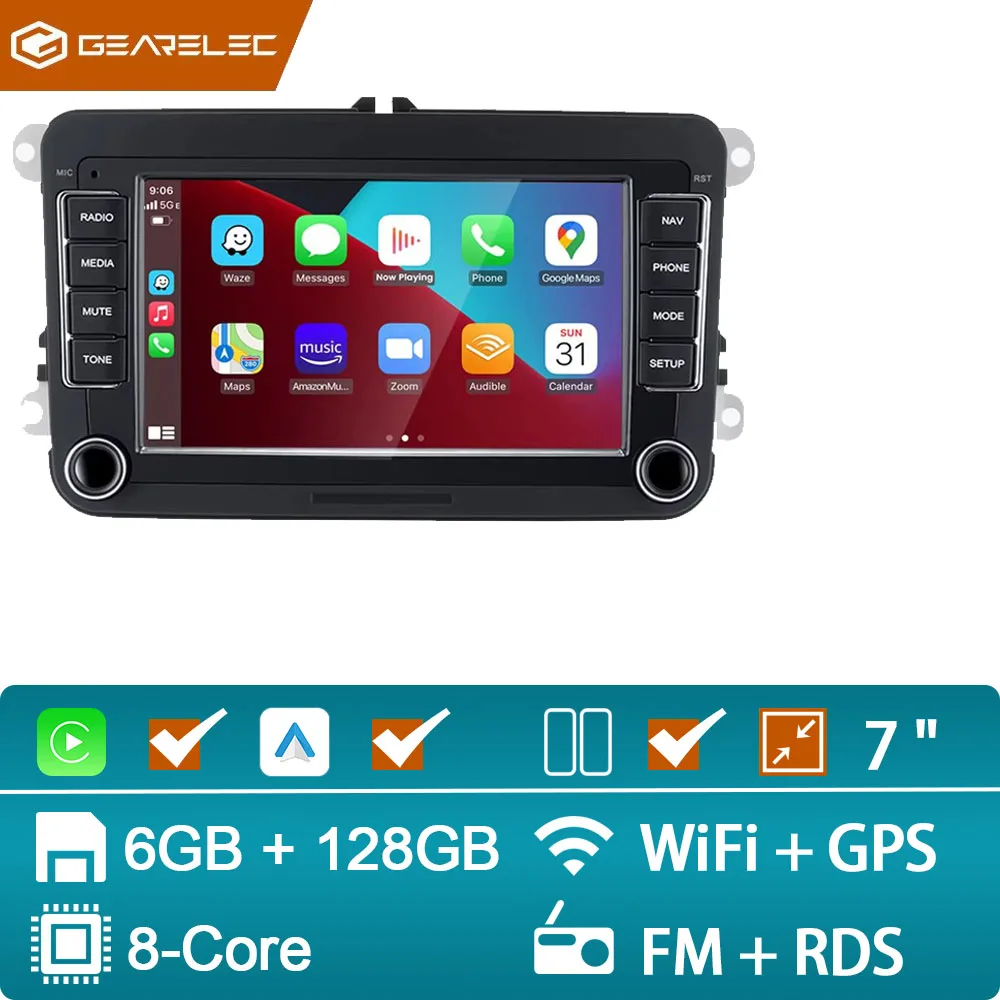 2din Android Auto Radio Voor Vw Passat Golf Mk5 Mk6 Jetta Polo Touran Draadloze Carplay Android Auto 7 ''Multimedia Speler Camera