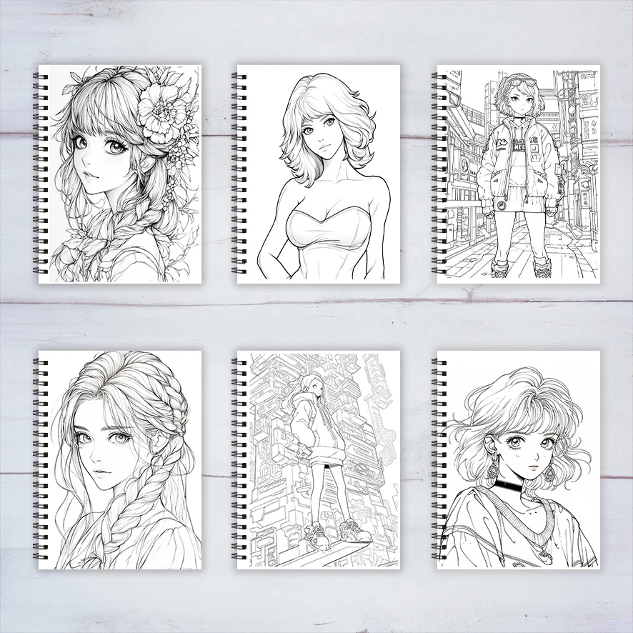 Anime Divas Adult Coloring Book - 8.3x 11.2 Inch 22 Page Coloring Book - Helps Reduce Stress and Ease Emotions