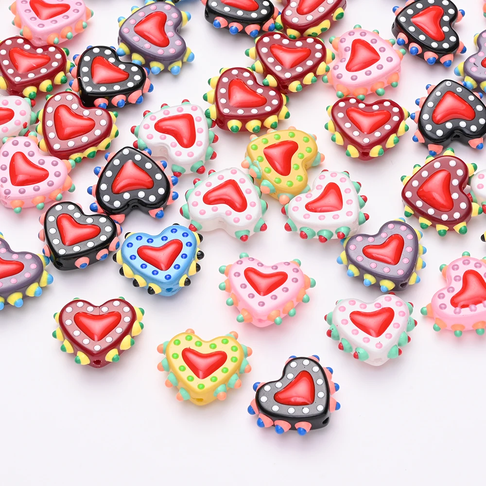 

5Pcs Colored Glass Beads,heart Shape Focus Bead For DIY Pacifier Chain Baby Soothing Toys Bracelet Necklaces Gift Accessories