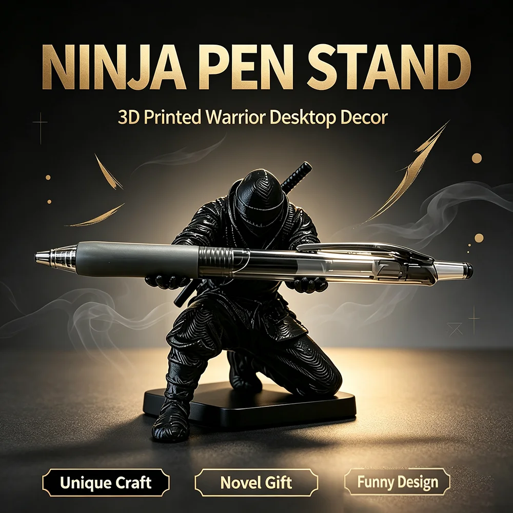 3D-Druck Ninja Stifthalter Ständer Krieger-Statue Stifthalter Coole Schreibtischdekoration Lustiges Bürozubehör Kreatives Geschenk Spielzeug