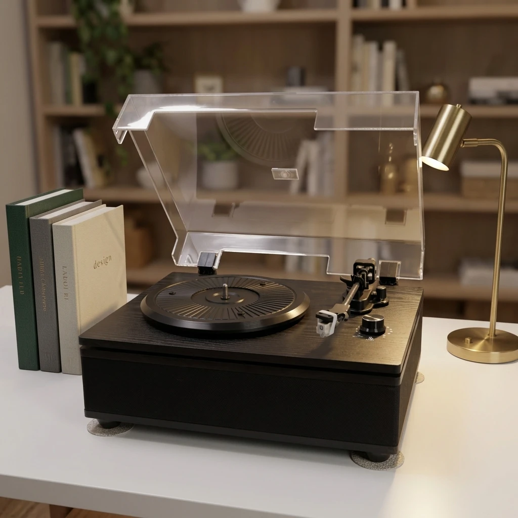 China Factory A-T MM Cartridge 2 Speed Selected Vinyl Auto-stop Turntable LP Player Built-In Stereo Speakers Support BT Function
