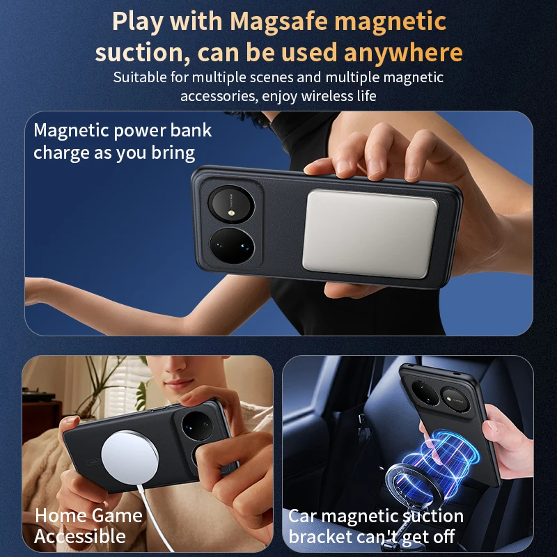 Für Huawei Nova 16: Magnetische Schutzhülle aus Leder, Anti-Fingerabdruck, rutschfest, aus PC+TPU. – Detail 24
