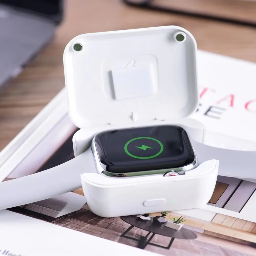 Portable Wireless Charger for Smartwatch, Magnetic Fast Charging Power Bank with Keychain, Mini Travel Charging Dock Station