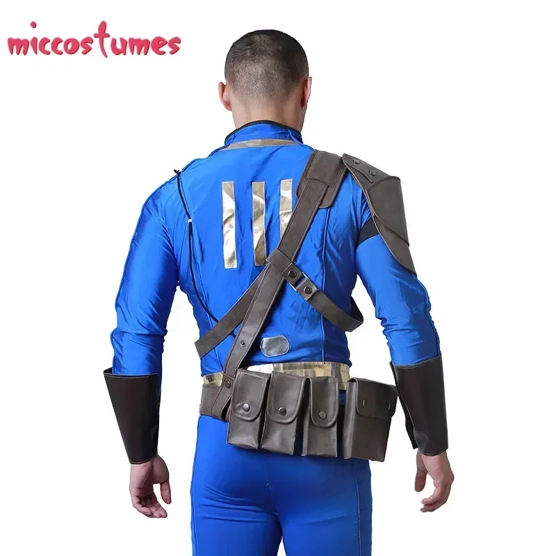 Miccostumes Unisex  Survivor Vault Suit Cosplay Shoulder Pad Buckle Belts Set PU Strap for Men and Women