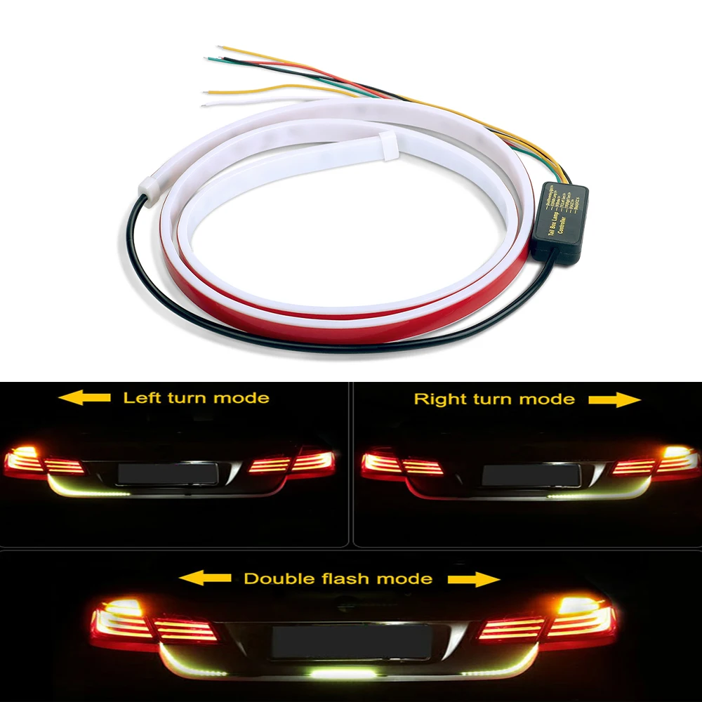 

1x 12V 1.2M Car Rear Trunk Tail Light Dynamic Streamer Reverse Warning LED Strip For Auto Brake Turn Signal Lamp Decorative Bar