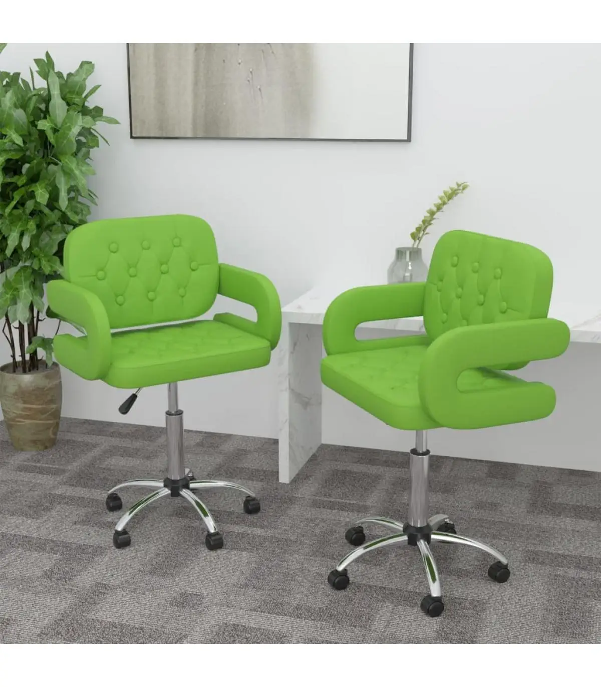 Dining chairs rotating dining chairs 2 units green synthetic leather