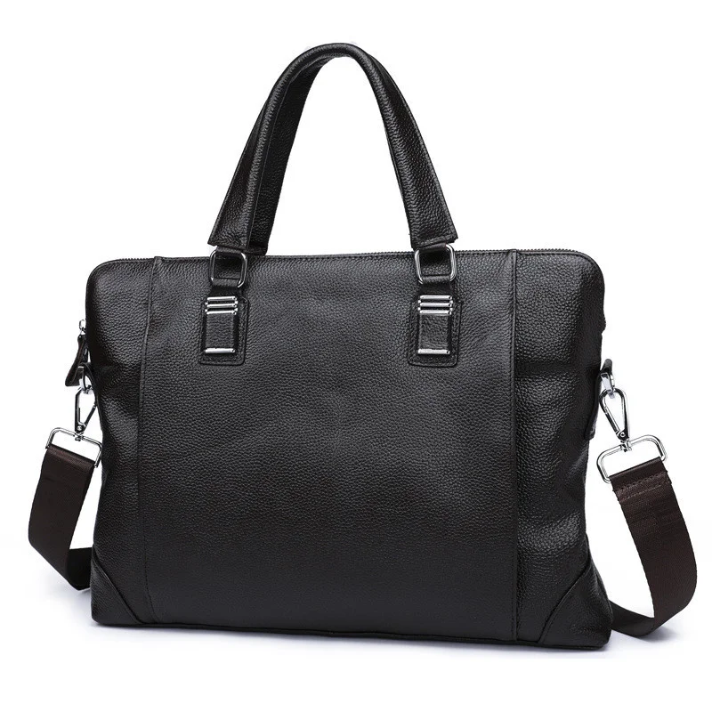 Bolso de piel de vaca Natural para hombre, maletín de mano horizontal para ordenador portátil de negocios s, Mensajero de hombro de cuero genuino informal