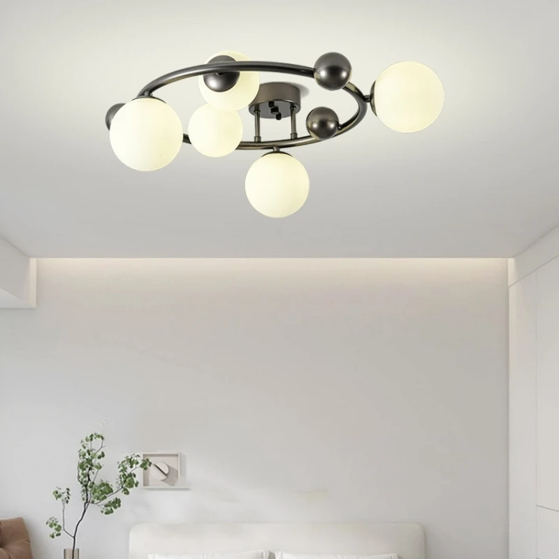 

Nordic Ceiling Pendant Lamp Black Metal White Glass For Foyer Dining Room Bedroom Hall G9 Bulb Wire Adjustable Dropshipping