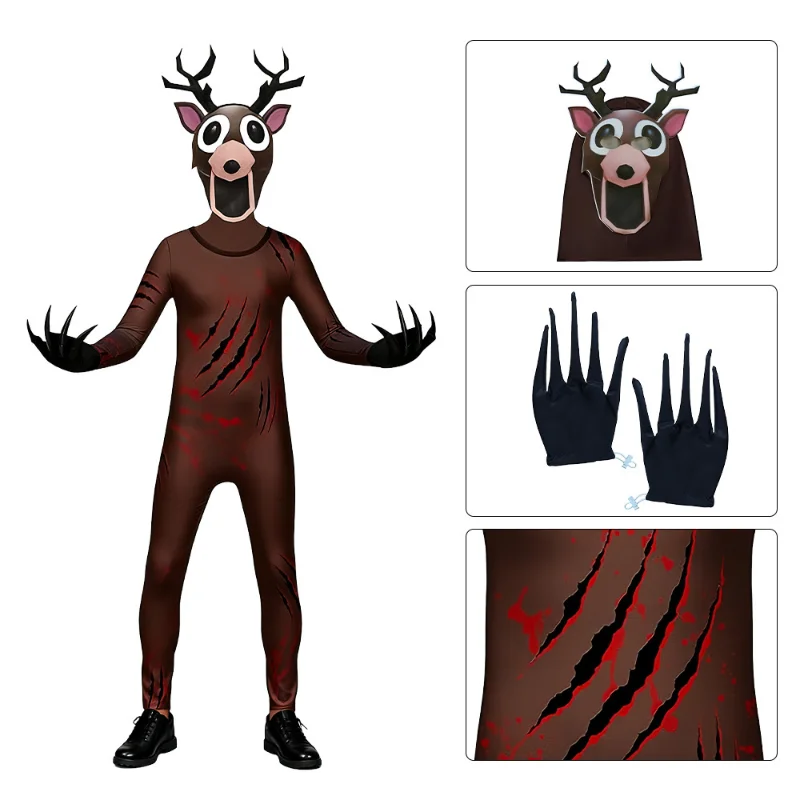 

99 Nights in The Forest Deer Owl Cosplay Outfit Horriable Halloween Costume Kids Nightmare Reindeer Christmas Dress Up Suit Gift