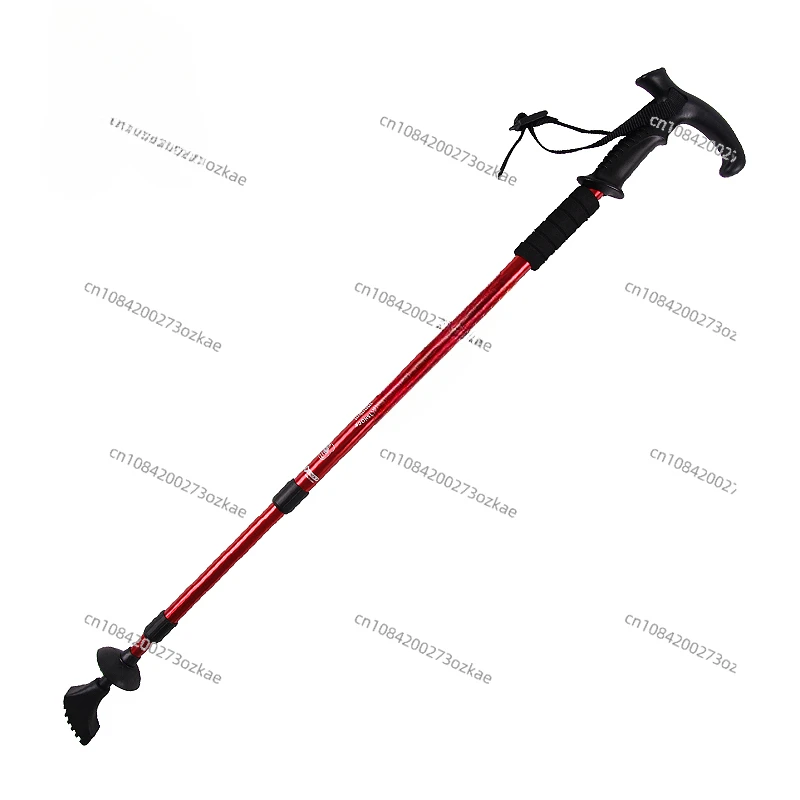 Product Three-Section Curved Handle Aluminum Alloy Alpenstock Walking Stick Walking Stick