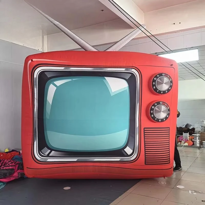 Custom Design Giant Multicolor Inflatable TV Model with Electric Blower for Event Venues