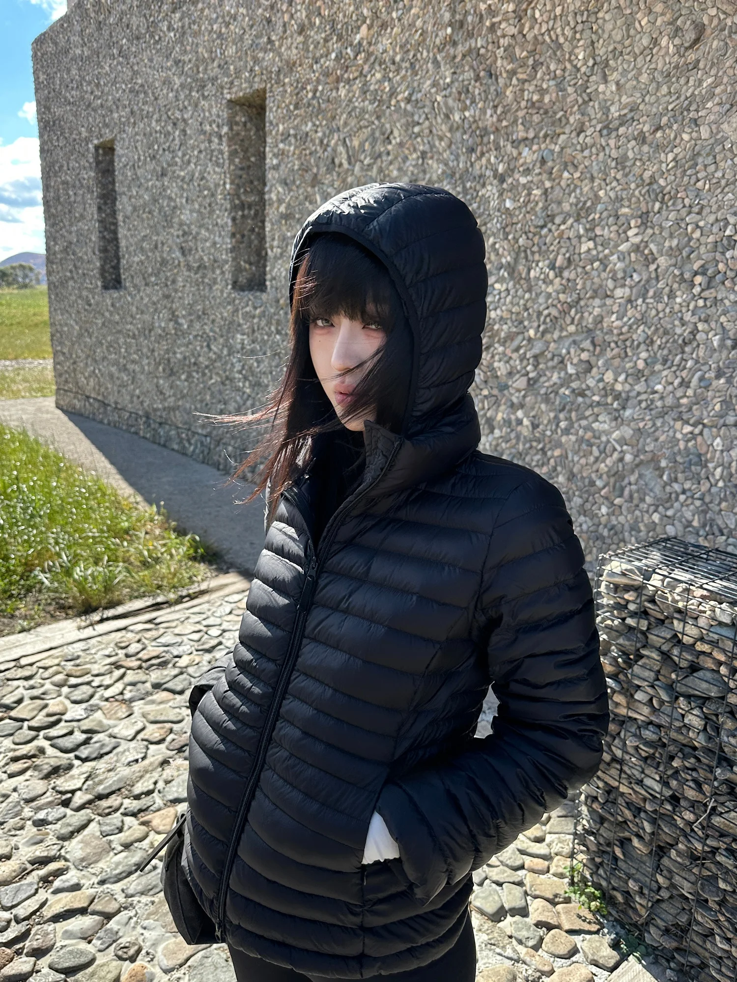 

Женская легкая пуховая куртка Falin X с капюшоном, воротником-стойкой, белая, теплая, повседневная, на молнии