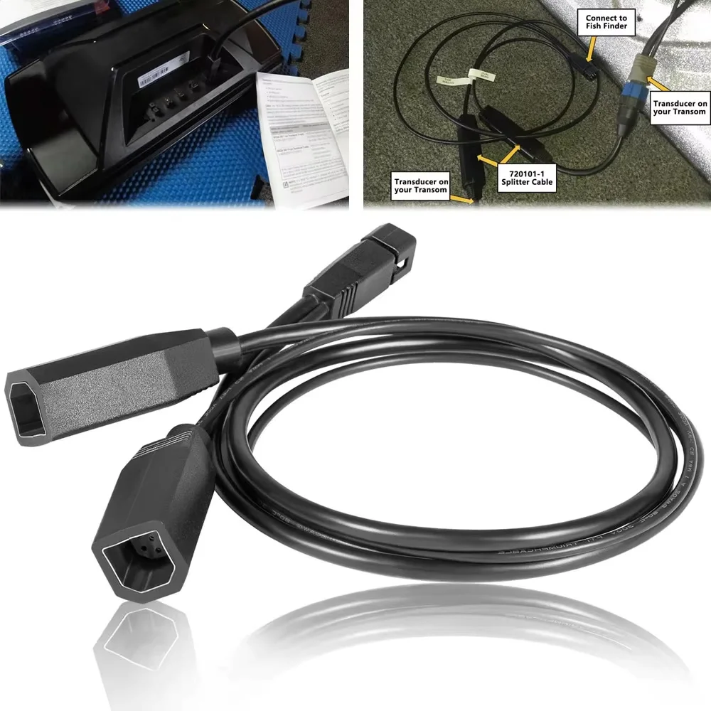 720101-19M SIDB Y9-Pin Side Imaging Dual Beam Splitter Cable Compatible with Humminbird Models That utilize455kHz/800kHz MEGA