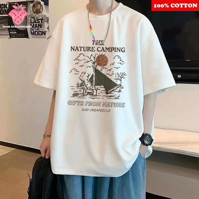 

High-quality Letter Print T-shirt Men's Summer 2025 New Streetwear 100% Cotton Short Sleeves T-shirt Loose Casual Sports Top men