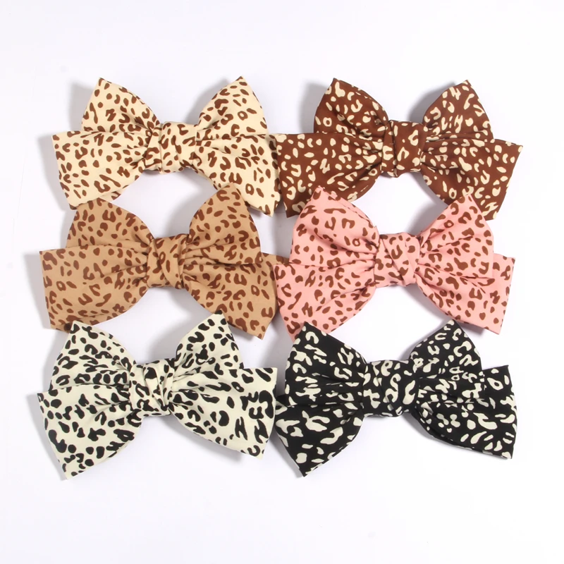 

6Pcs 4.8" 12cm Dot Print Barrettes Ribbon Bow Hair Clip Bow Knotted Chiffon Hairpin for Women Girls Headwear Hair Accessories