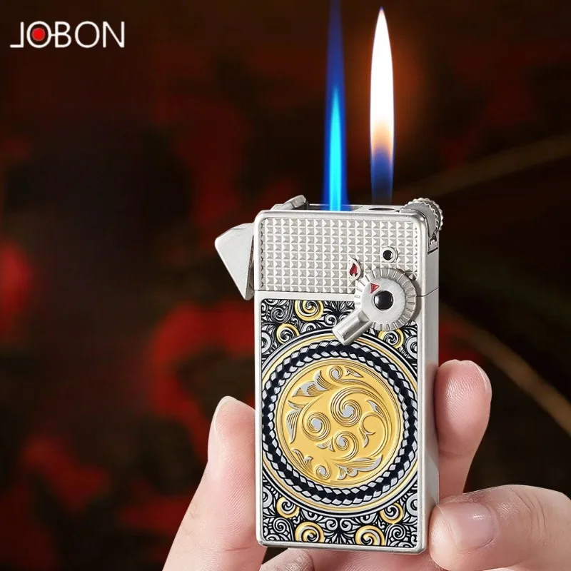 JOBON Double Flame  Windproof Painting Process Exquisite   Grinding Wheel  Lighter    for Boyfriend Gift