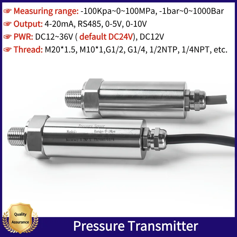 G1/4 0-10V 4 20mA 0~10bar 25bar 600bar DC24V Smart Pressure Transducer Water Oil Gas Air Pressure Transmitter