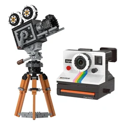Creative Micro Classic Retro Cinema Film Camera Polaroid Model Building Blocks Assembly Land Camera Diamond Bricks Toys Kid Gift