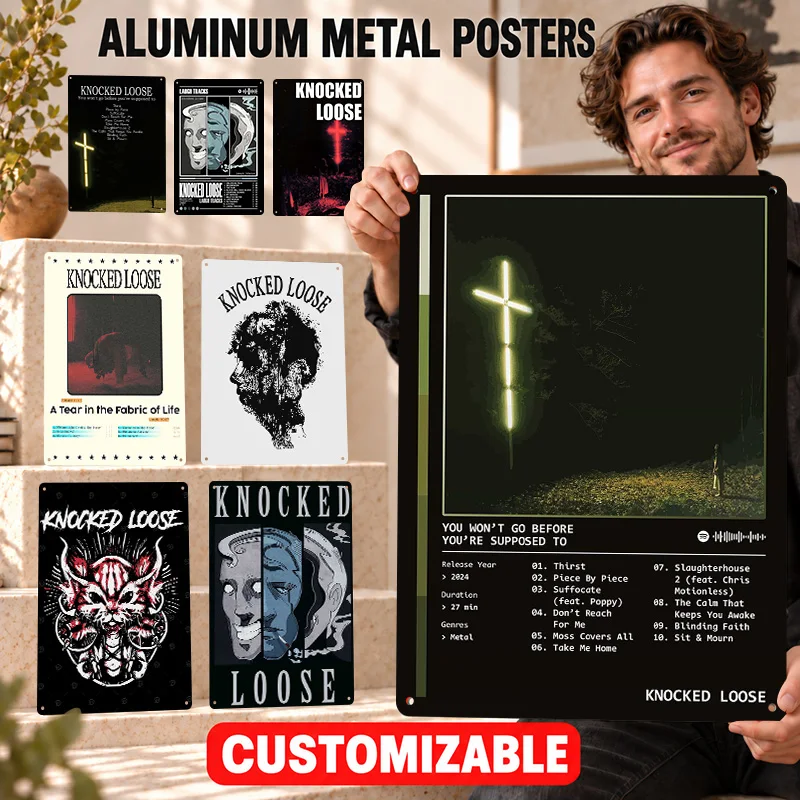 Knocked Loose Printed Posters Aggressive Stage Design Home Office Wall Art Personalized Aluminum Metal Sign Gift For Rock Fans