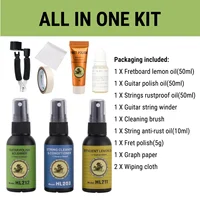 Kit todo en uno de limpieza de guitarra, diapasón, aceite de limón, limpiador de cuerdas, enrollador de cuerdas de guitarra para mantenimiento de limpieza de guitarra
