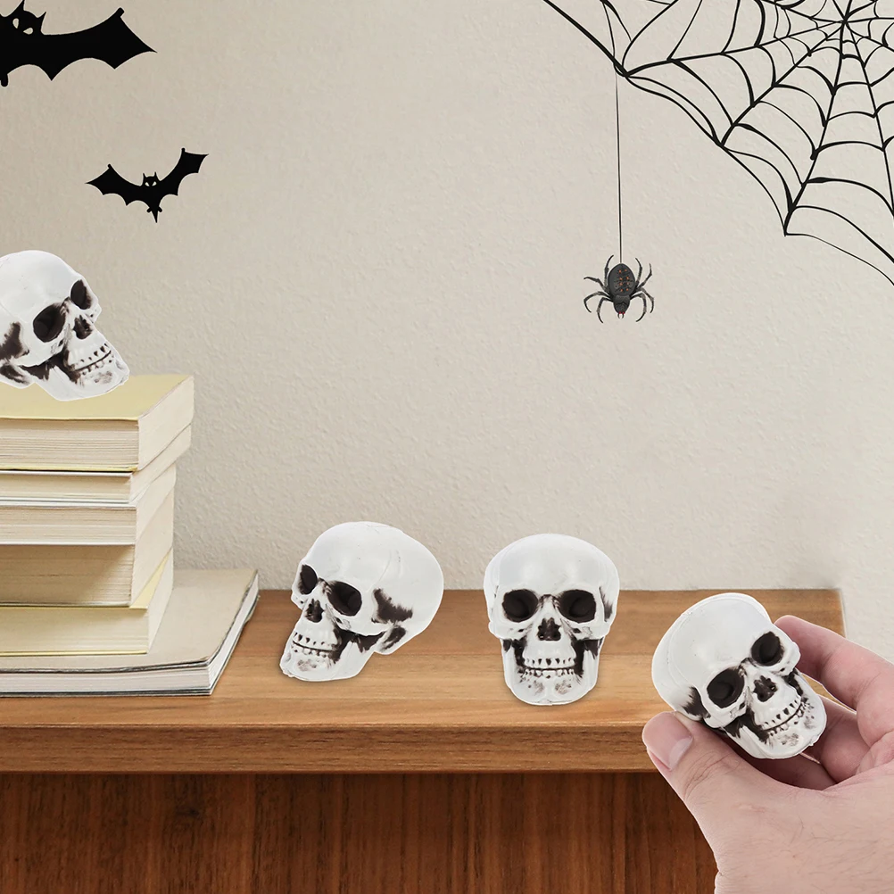 

10 Pcs Skull Props Mini Plastic Skulls Halloween Scary Decoration Small Realistic Decorate for Heads