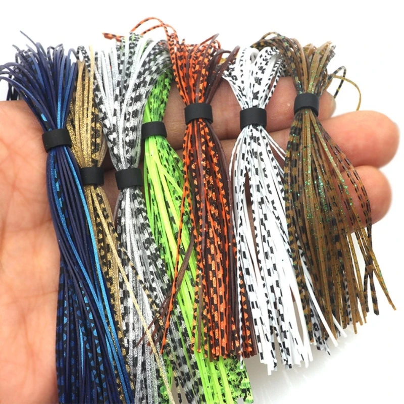 Silicone Skirts Rubber Jig Skirts 5 Bundles 220 Strands Fishing Lures Skirt Replacement Kits For DIY Lures Fishing Baits