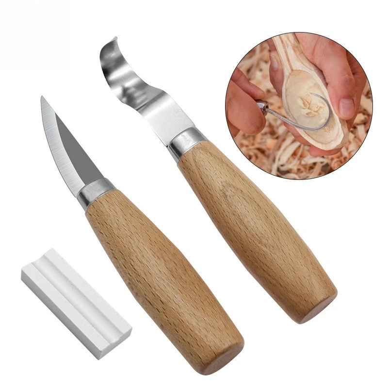 Wood Carving Knife Chisel Hook Knife Carving Tools Ergonomic Woodworking Spoon Durable Crooked Beginners Sculptural Professional