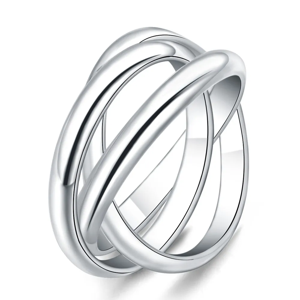 Women's 925 Sterling Silver Three Circle Ring, Engagement & Party
