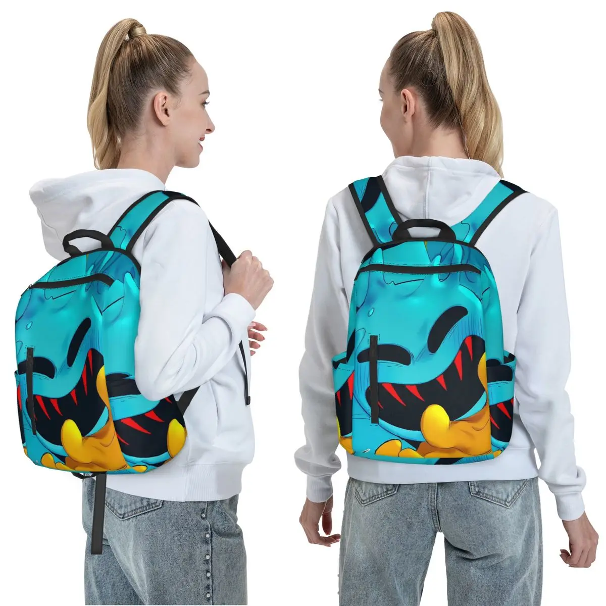 Doey Doughman Horror Pianosaurus Backpack Daypack Large Capacity Boys Girls BookBag School Bag Shoulder Bags for Men Women