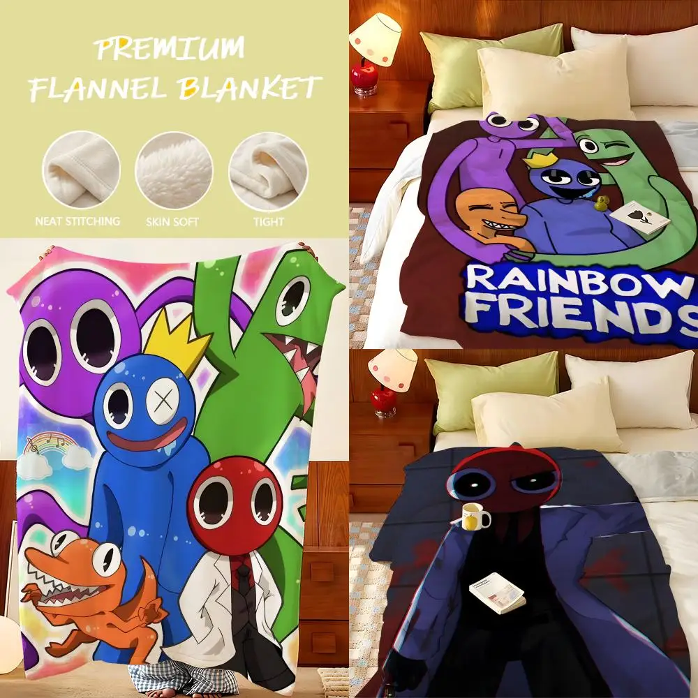 Game R-Rainbow F-Friends Throw Flannel Throw Blanket, Lightweight Cozy, Durable Washable cute Cool