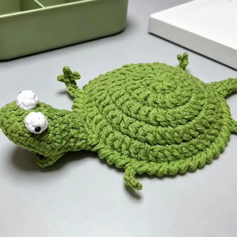 Pressable Crochet Lizard Coasters Cartoon Creative Knitted Animal Coaster Handmade Anti Scald Water Cup Mat Kitchen Accessory