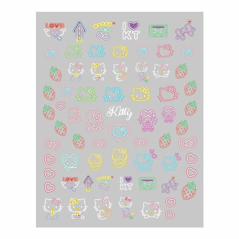 

Hello Kitty Nail Art Stickers Kitty Cat Thin European and American Spicy Girl Nail Decoration Kawaii Women Accessories Wholesale