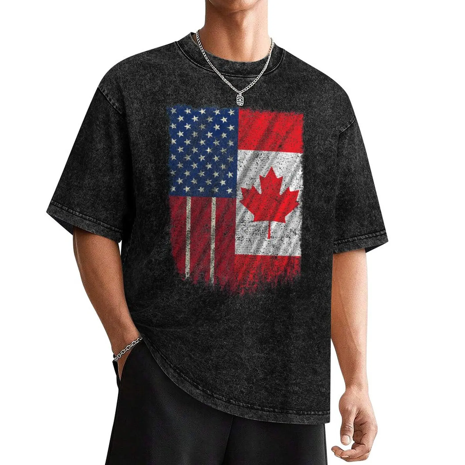 

American Canadian Flag Tshirt Thanks Canada USA Friendship T-Shirt plus sizes mens designer t shirt