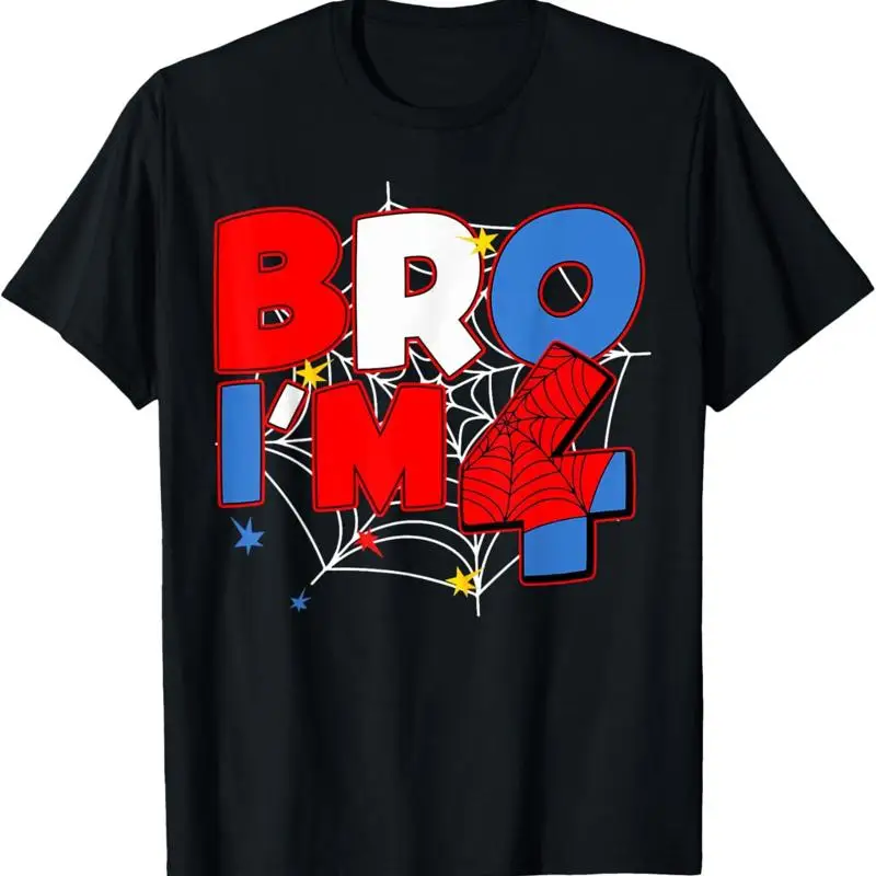 Bro I'm 4 Years Old 4th Birthday Spider Web Theme Party Boys T-Shirt