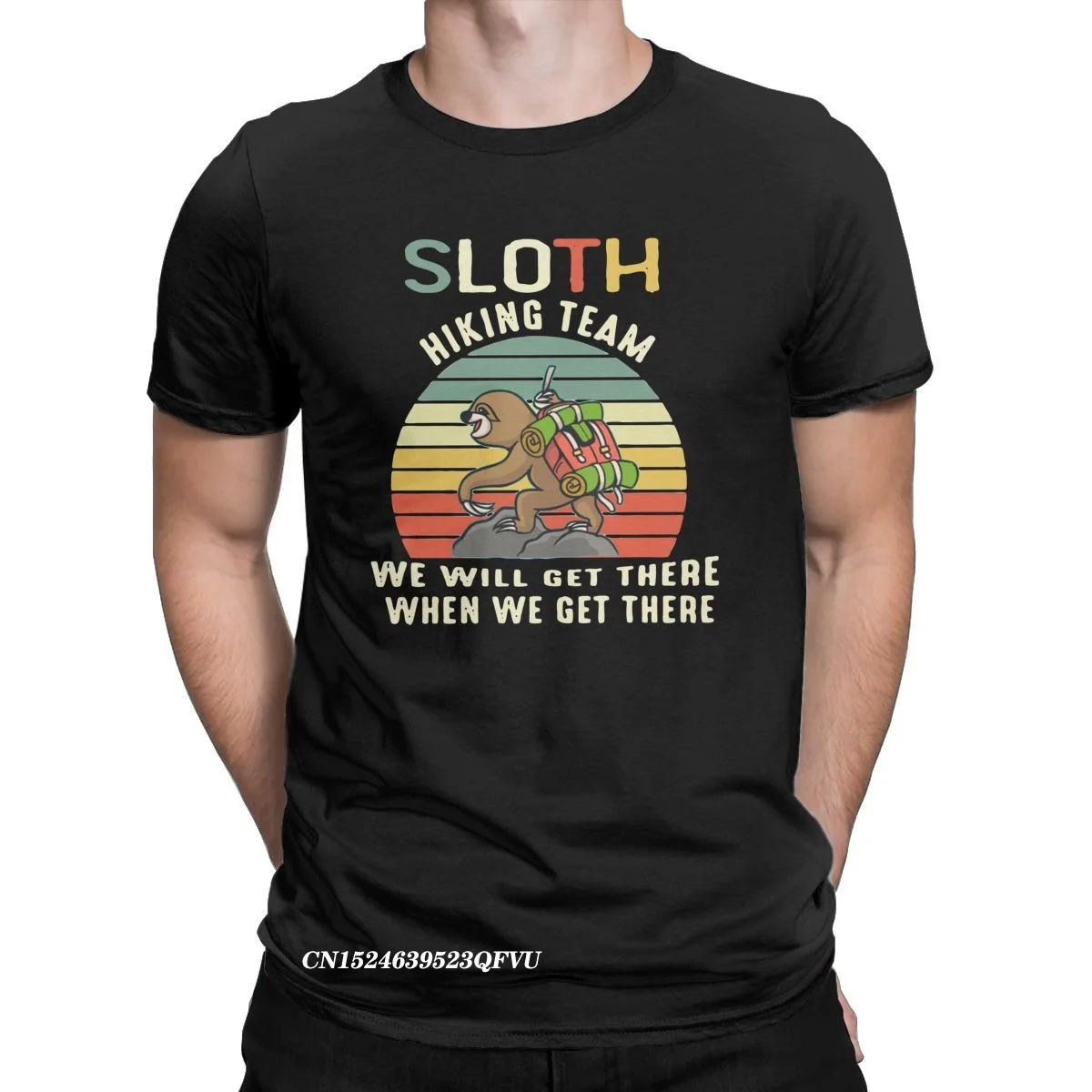 

Men's Tee Shirt Sloth Hiking Team We Will Get There When We Get There Casual Pure Cotton Tees Outdoors Camping Tshirt Tops