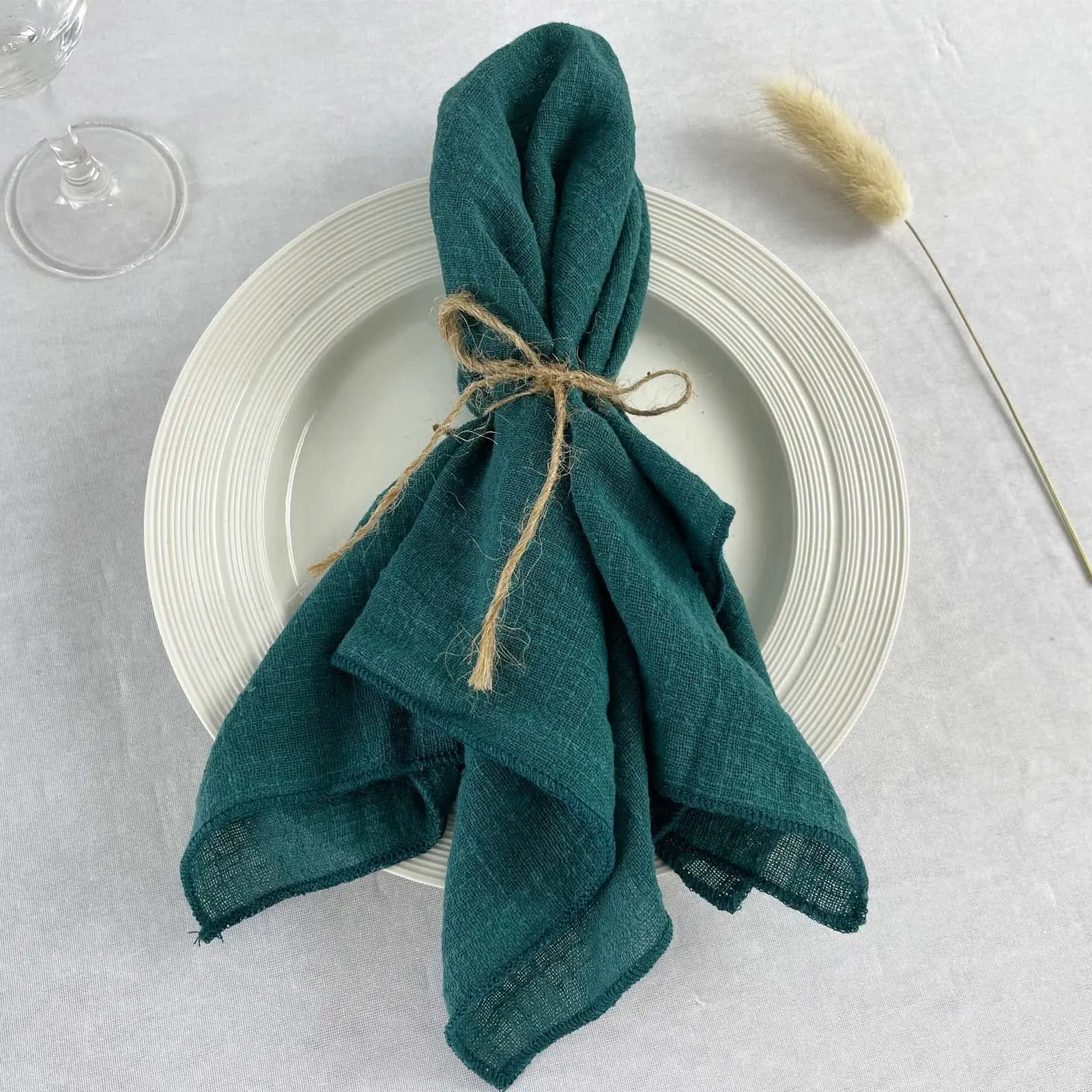 

20PCS Decoration Mariage Gauze Crepe Cloth Napkins Pure Cotton Fabric Wedding Decor Everyday Use Dinner Tea Towel Table Village