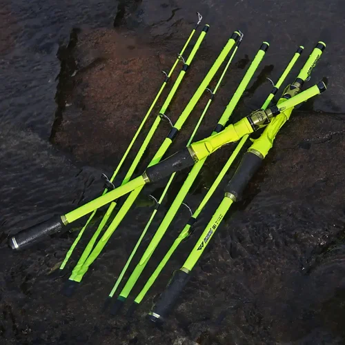 Imagen 2 del producto BAKAWA-caña de pescar giratoria de fundición, ultraligera, alimentador de señuelos, 4 secciones con mango EVA, 2,1 M, 1,8 M