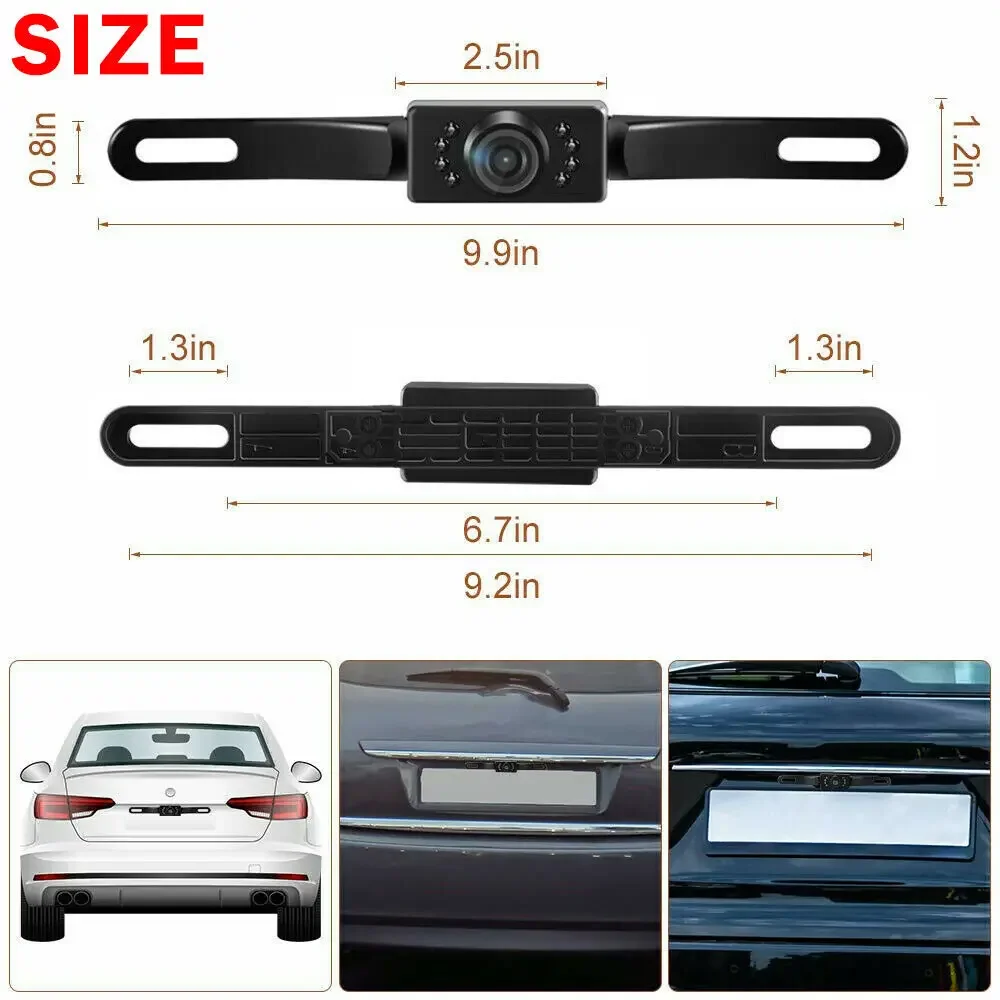 7 IR LED Car Rear View Backup Camera Parking Reverse License Plate Waterproof  Backup Camera