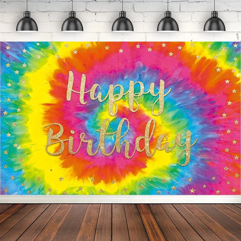 

Colorful Spiral Background For Tie Dye Birthday Party Photography Backdrop Kids Girls Rainbow Theme Decor Hippie Groovy Banner