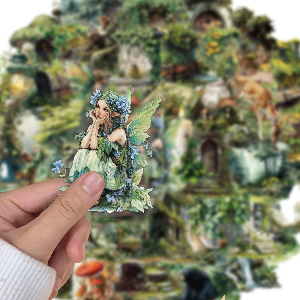 

10/30/50pcs Vintage Magic Forest Cartoon Stickers Aesthetic PET Transparent Decals DIY Notebook Guitar Luggage Graffiti Sticker