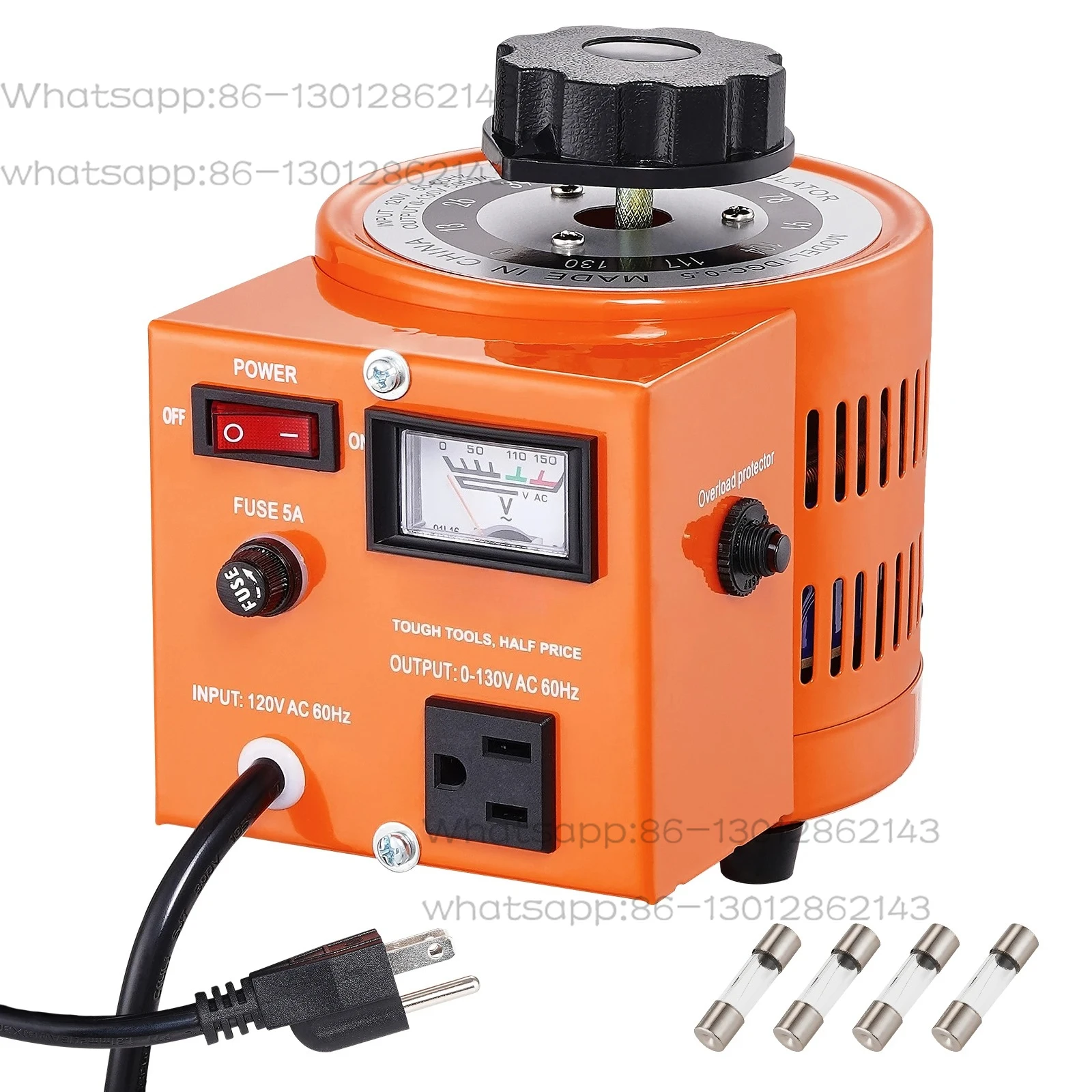 SucceBuy 500VA-3000VA Auto Variable Voltage Transformer 4 Extra Fuse 110V Input 0-130V Output AC Voltage Regulator Power Supply