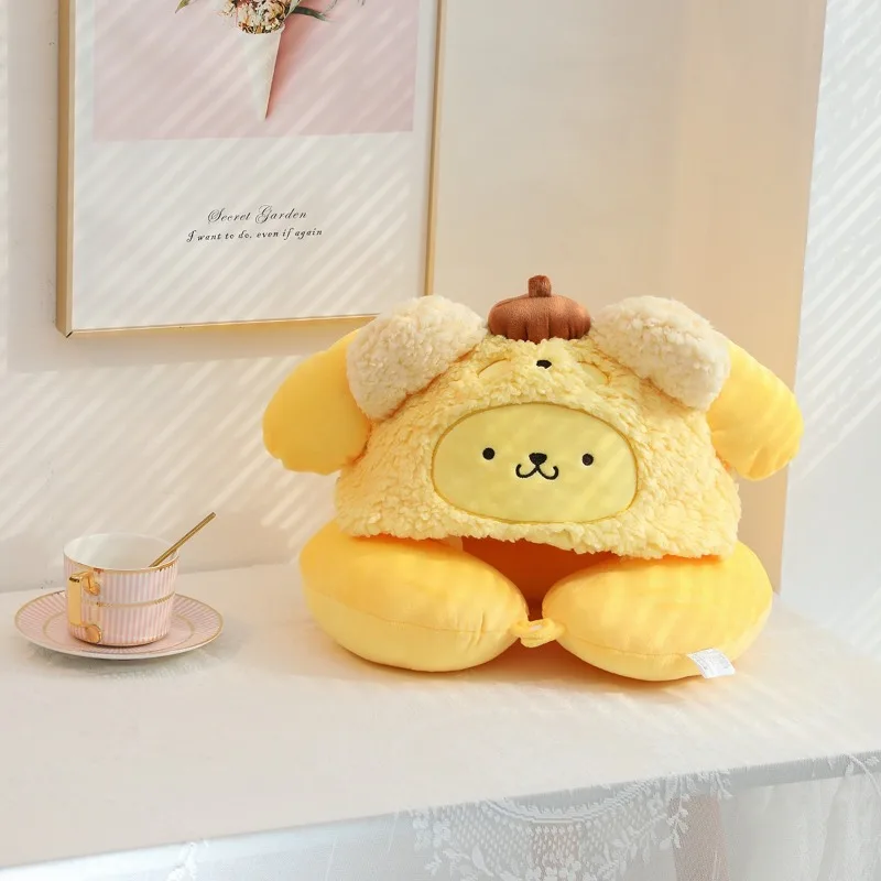 سانريو مرحبا كيتي أفخم مقنعين وسادة الرقبة على شكل حرف U المحمولة السفر الرقبة وسادة الرقبة دعم لينة عشاء كسر النوم وسادة الهدايا