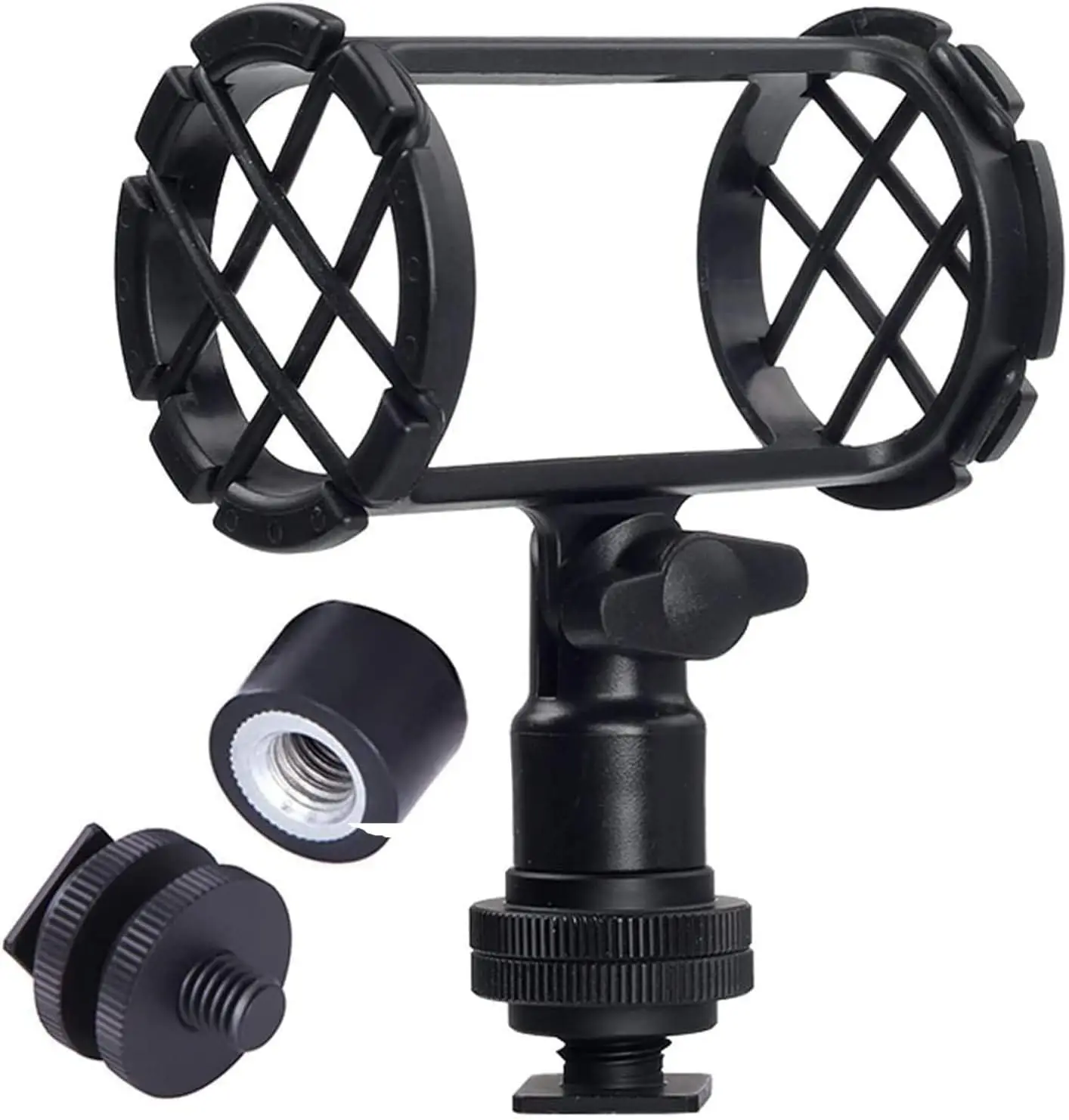 Microphone Shockmount Universal Holder Clip with Hot Shoe Mount for Shotgun Microphone AKG D230 Sennheiser MKH-416 ME66 Rode NTG