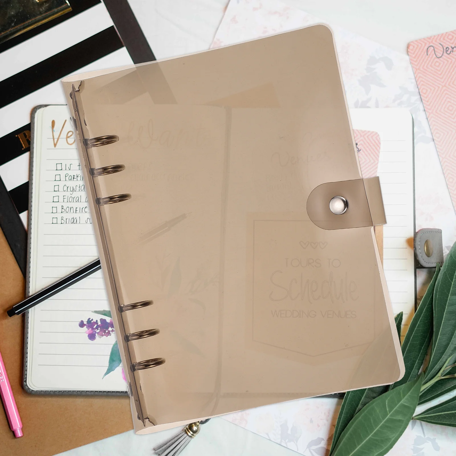 1 pz Custodia per raccoglitore a fogli mobili Custodia protettiva in plastica per blocco note a 6 fori per manuale Organizzatore Cartella di archiviazione Divisore indice