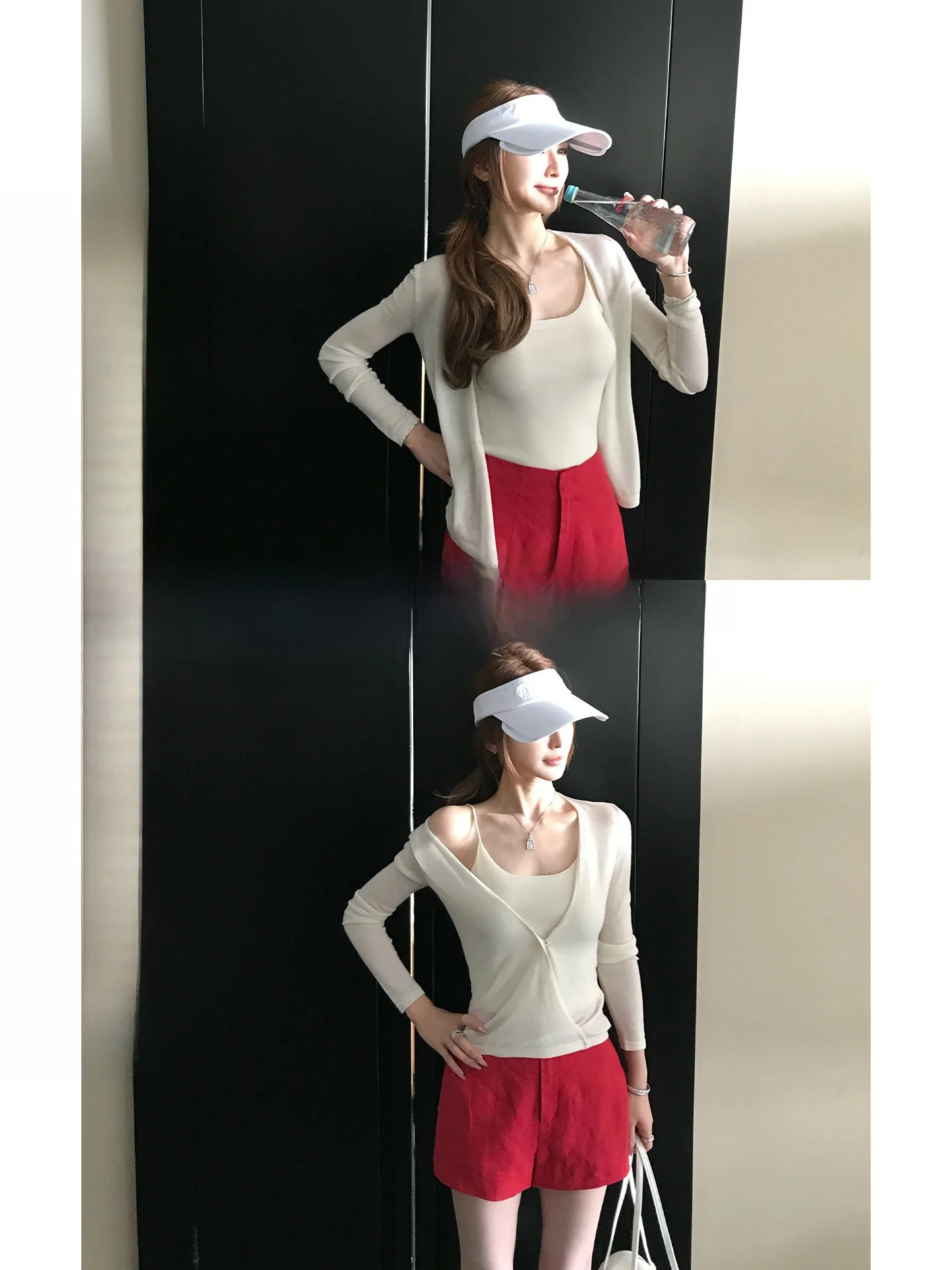 

Уютный кардиган Cloud Sweater из 100% шерсти для повседневной носки, с открытыми плечами, комплект с топом на бретельках, мягкий, с длинными рукавами, вязаный, однотонный, с круглым вырезом