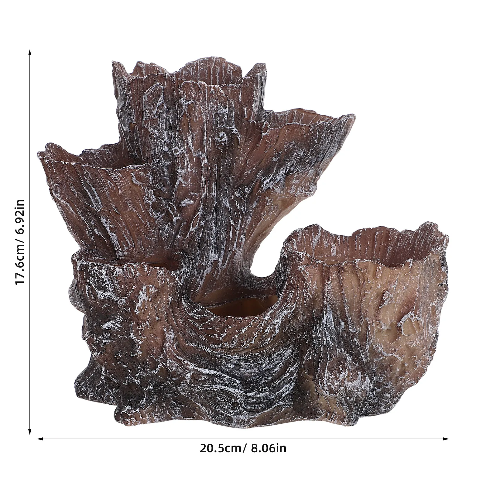 6 Hole Faux Wood Tree Root Planter Pot Resin Driftwood Style Succulent Container for Indoor Outdoor Tabletop Window Sill Decor