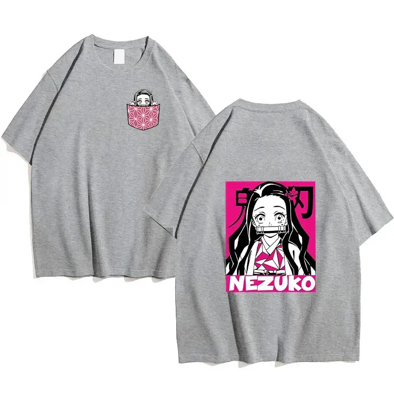 111 www انمي ياباني شيطان القاتل جديد المرأة T- Nezuko أنثى Tanjirou كامادو تي شيرتات ورق الرسم البياني مانغا Y2k 7 اللون قصير
